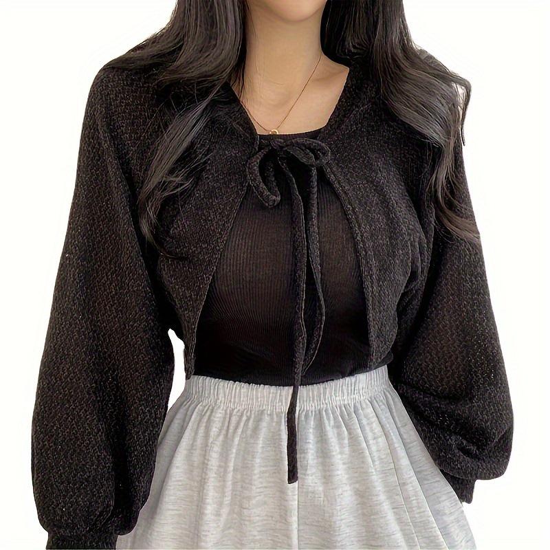 Thai Lantern Sleeve Thin Cardigan Shawl - Summer Sun Protection, Versatile Tie-Up Women's Air Conditioning Shirt