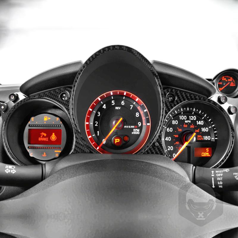 For Nissan 370Z 2009-2024 3pcs/set Carbon Fiber Car Dashboard trument Cluster Board Trim Dash Speed Panel Cover Frame Sticker