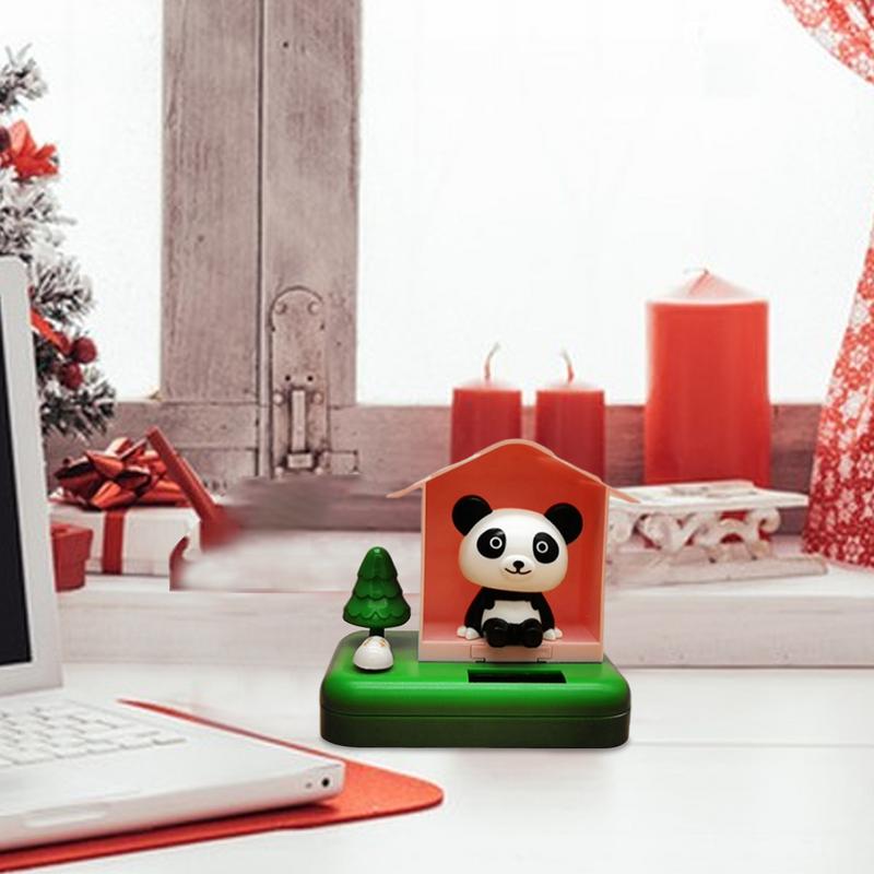 Car Ornaments For Dashboard Bobblehead Panda In Tree House Dashboard Decorations Solar Powered Car Ornaments Decorative Reusable