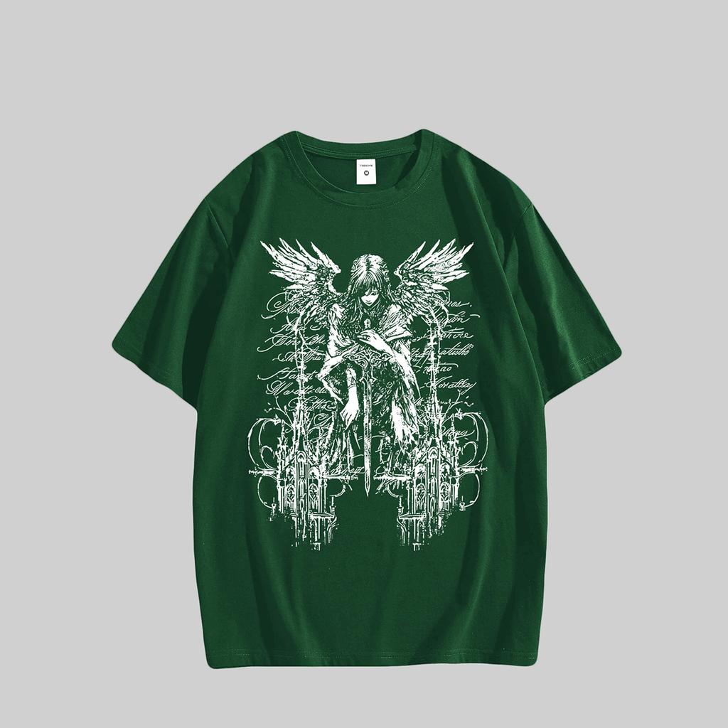 Men's Graphic Oversized Short Sleeve Tee Shirt Y2K Vintage Streetwear Gothic T-Shirts Summer