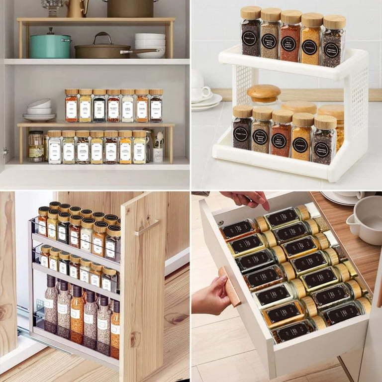 Bamboo Lid 120ml Glass Spice Jar - Square Seasoning Container