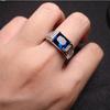 Buyee 925 Sterling Silver Male Ring Finger Blue Crystal Ring for Men Fashion Wedding Fine Jewelry Circle Gift