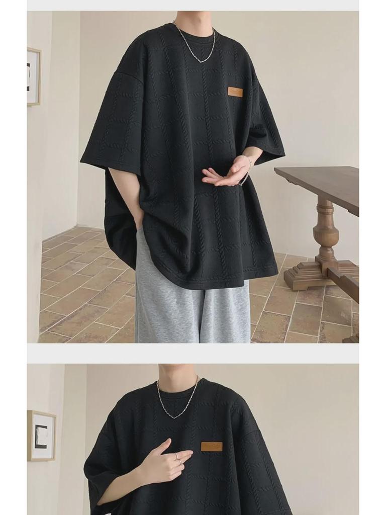 Kayısı Dokulu Bükümlü Erkek Kısa Kollu Tişört - Niş Tasarım, High Street Moda