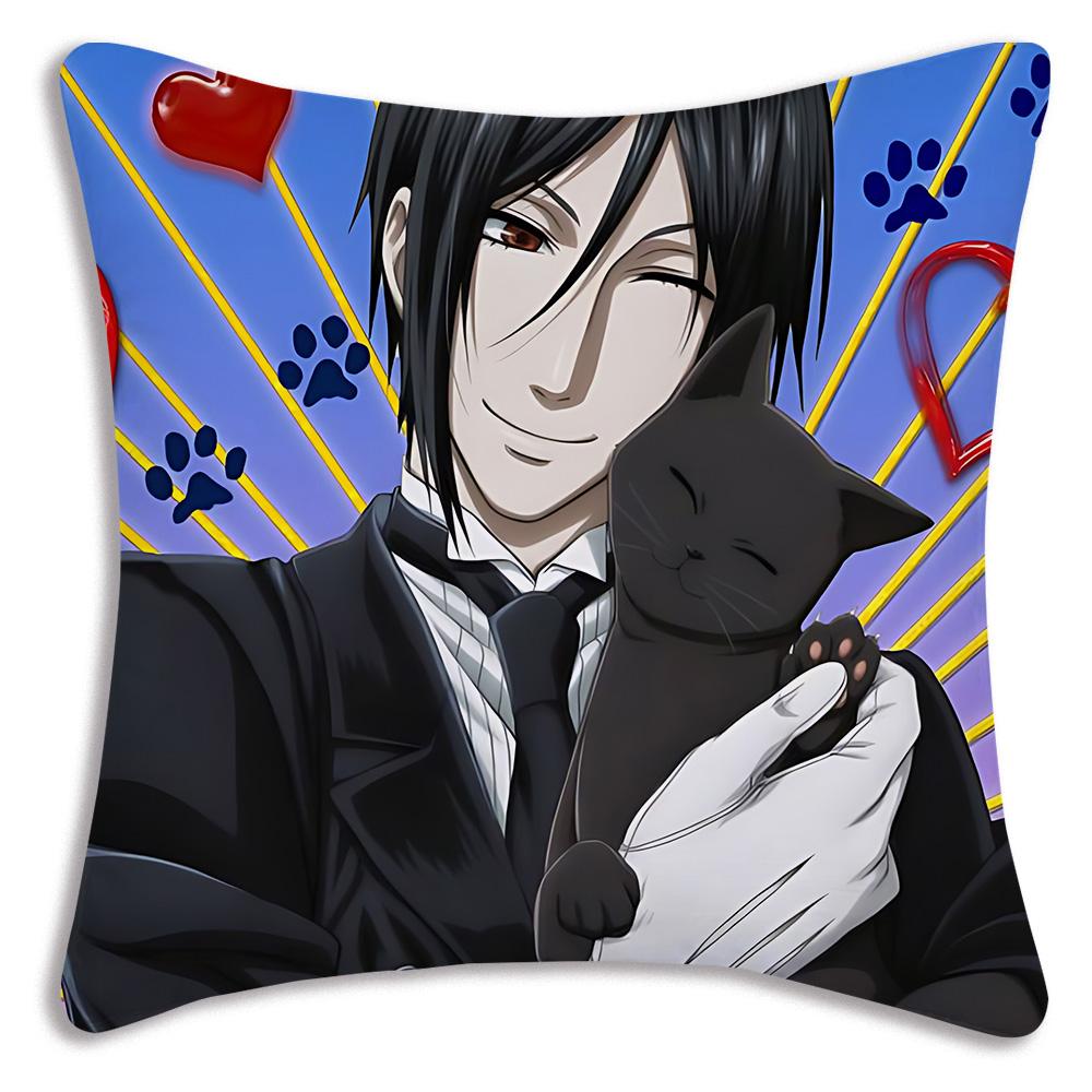 Anime Manga Black Butler Pillow Covers Cartoon Sofa Decorative Home Double-Sided Printing Short Plush Cute Cushion Cover