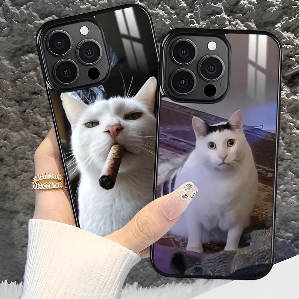 Pet Cat Funny Memes Phone Case For iPhone 16 15 14 13 12 11 Pro Xs Max Mini Plus Antislip Shockproof Hard Funda