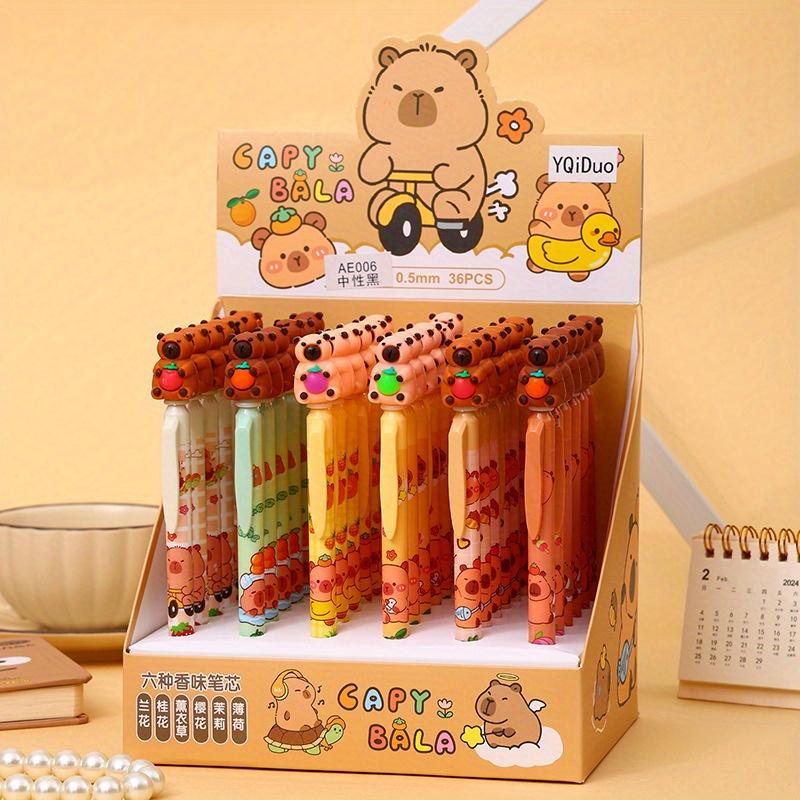 

Back to school season 36pcs 0.5mm soft rubber Kapibala style press neutral pen cartoon style ST head sign pen cute question brush pen Random style 36pcs
