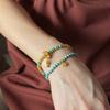 Turquoise Beads Bracelet for Women Retro Layered Design Ancient Gold Crafts Tassel Green Bracelets Fashion Party Jewelry Gifts