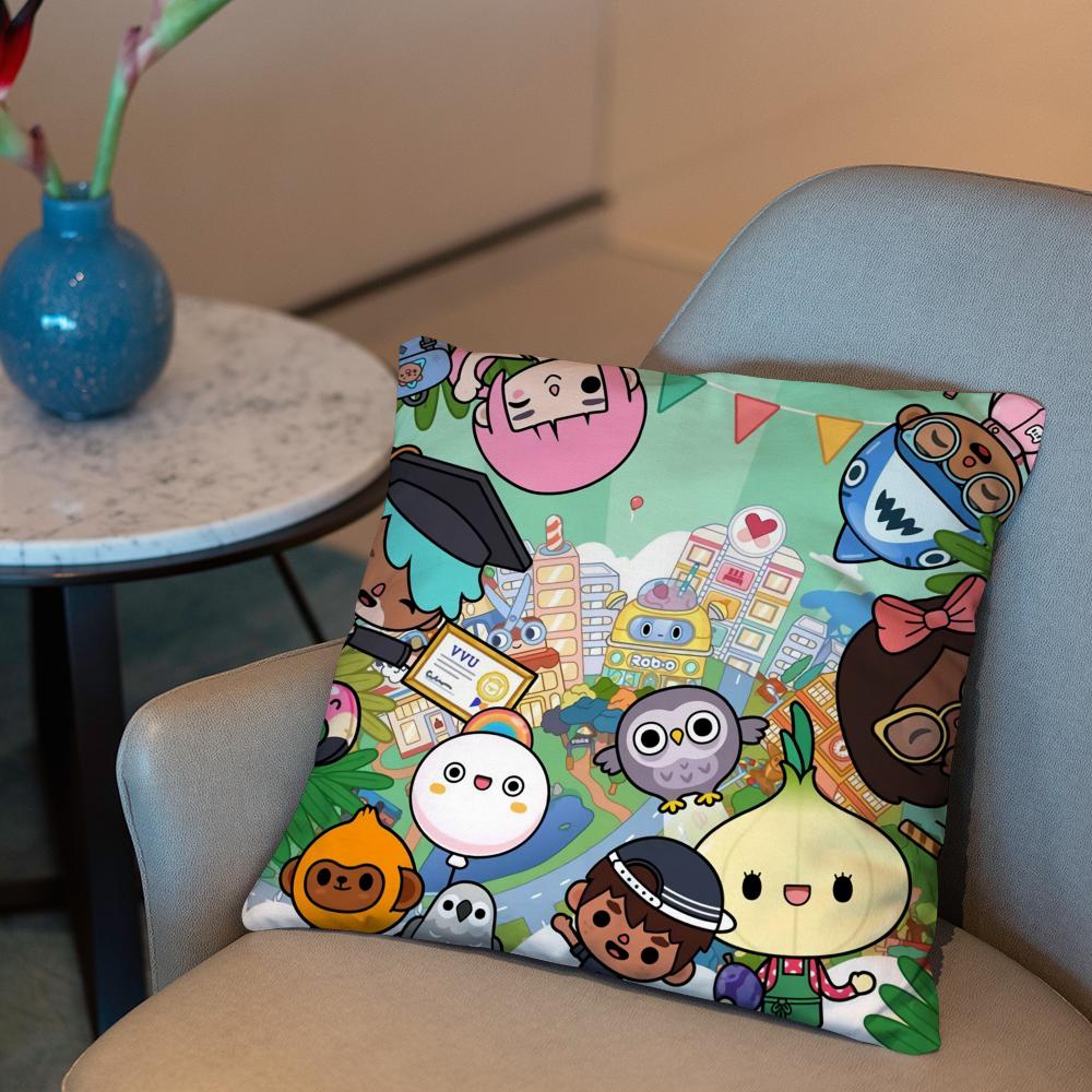 

Toca Life World game Cushion Cover 2-in-1 Reversible Plush Pillow Cover | Car/Sofa/Bed | Perfect Gift 12x12Inch
