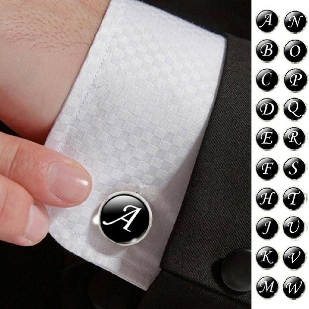 1 Paire Bouton de Manchette Lettre Mariage Formel Initial Alphabet Acier Inoxydable Bouton de Manchette