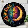 2D Flat Yin Yang Wall Art Dual Sided Aluminum Sun Moon Decor Vibrant Hues On Black Background For Home
