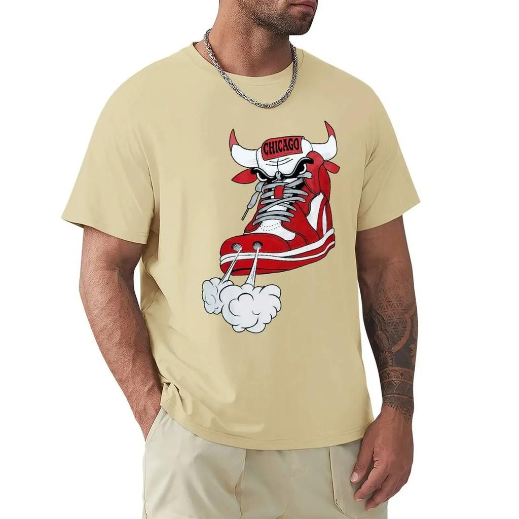 Chicago Shoe Bull Rosso Bianco Hip Hop T-shirt Lunga Harajuku T-shirt a Manica Corta T-shirt Grafica Top
