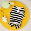 Cute Soft Cotton Striped Dog Jumpsuit Breathable Anti-Shedding Puppy Clothes Four Legs Cat Costume Pet Supplies
