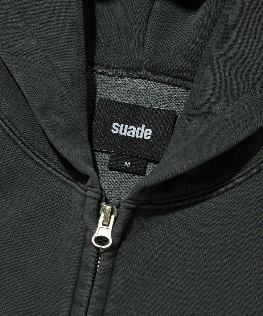 Suade Washed Hood Zip Up [Pigment Black]