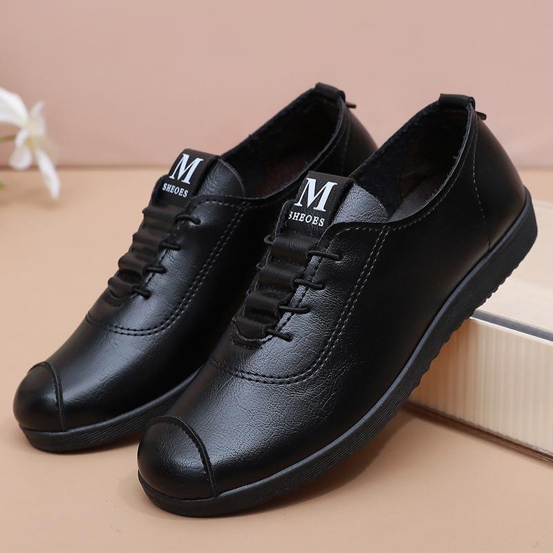 New Soft-soled Shoes, Spring and Autumn Non-slip Leather Shoes, Medium and Old Single Shoes, Comfortable Flat-soled Work Shoes for the Elderly