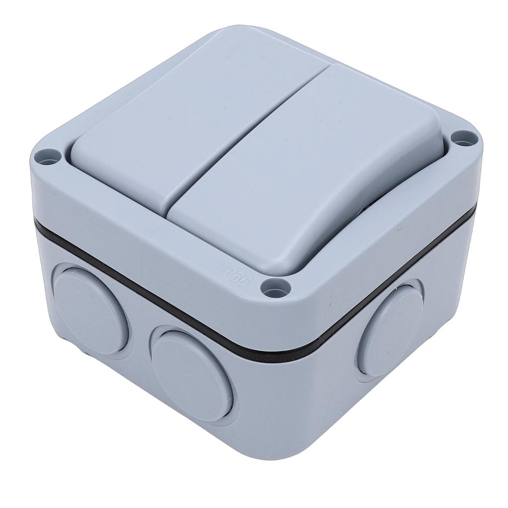 Outdoor Light Switch 20A Weatherproof IP66 Water Proof 2 Gang 2 Way Dual Exterior Electrical Control with Indicator