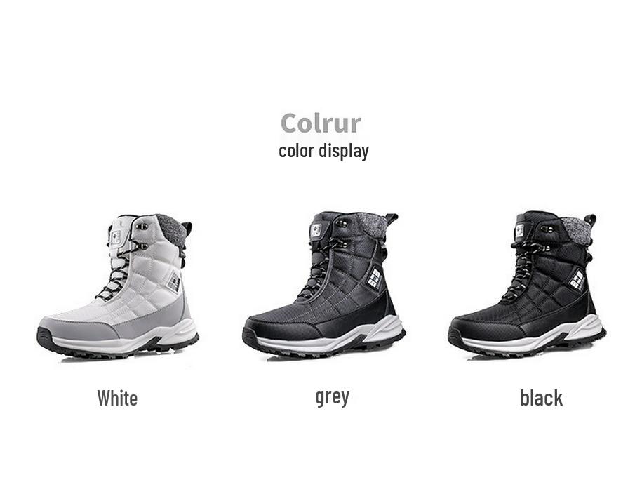 Men's Thickened Winter Snow Boots - Non-Slip, Plush, Warm, Casual Cotton Footwear