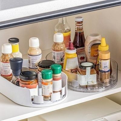 1pcs 360° Rotating Tray Refrigerator Organizer Turntable Storage Tray Clear Food Storage Organizer Spice Rack Cabinet Organizer