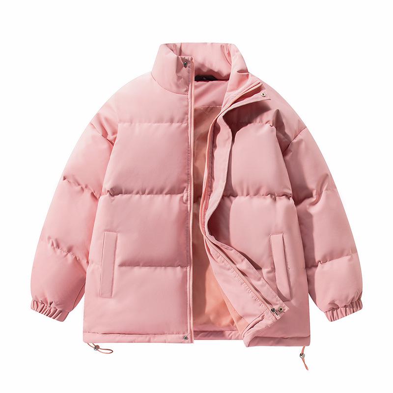 

Unisex Trendy Stand Collar Puffer Jacket: Solid Color, Warm, Thickened, Winter-Cotton for Couples 3XL