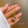 Korean Style Heart Necklace for Women - Light Luxury Clavicle Chain with Zirconium and Colored Crystal Pendant