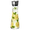 GLASKEY Water Carafe with Lid, 1000ml Glass Pitcher, Heat Resistant, Stainless Steel Lid, Perfect for Fruit Tea, Coffee, Iced Tea, Barley Tea Pot, Ref