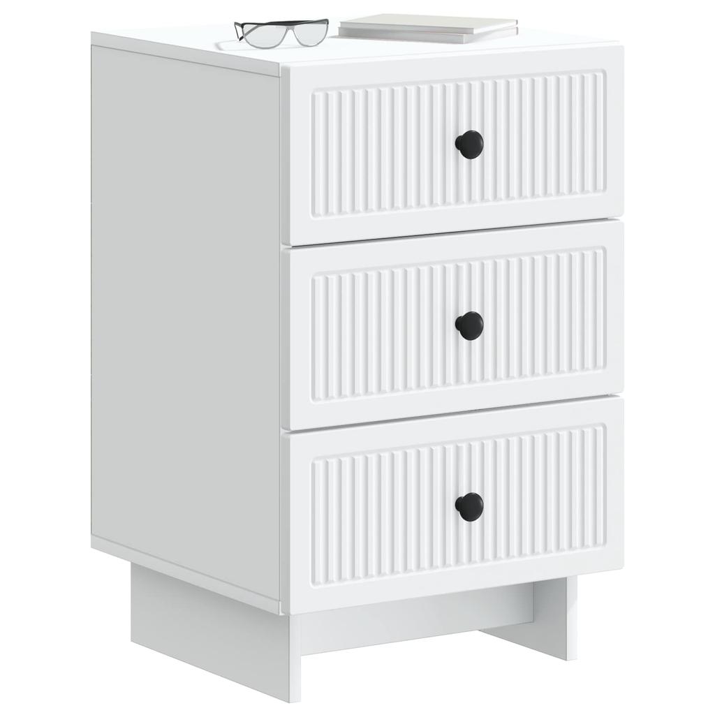 White Nightstand with Drawers 43 x 41 x 66.5 cm Engineered Wood