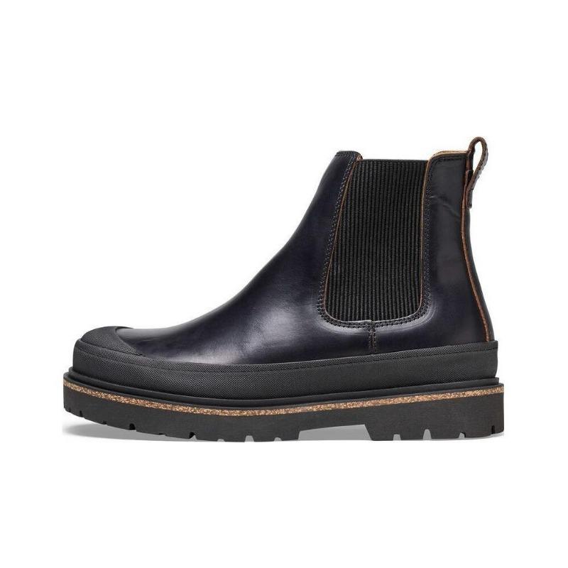 Birkenstock Prescott Slip On Leather British Retro Round Toe Short Chelsea Boots Black Narrow Fit Women s 1025218 38