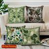 2D Floral Leaf Pattern Decorative Throw Pillow Covers Pattern Cushion Cover Suitable For Sofa Bedroom Car Pillow Cover