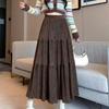 Corduroy Lace Patchwork A-line Drape Skirt for Women - Autumn/Winter 2025 Collection