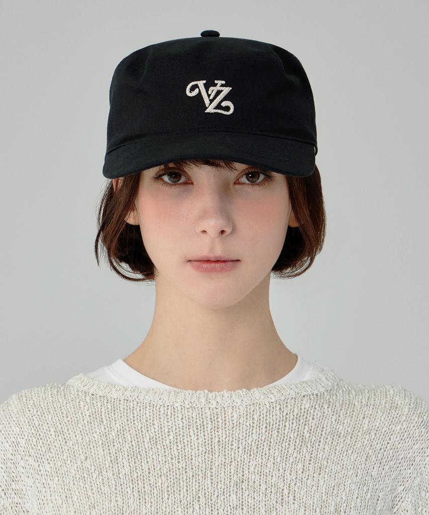 Bajal Leaf Vz Monogram Twill Pillbox Cap Black