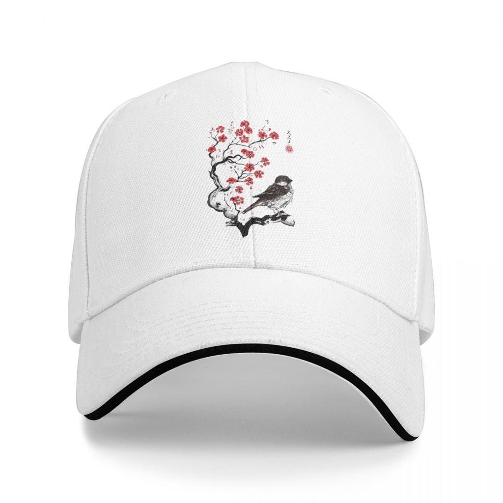 Baseball Caps Japan Tokyo Harajuku Cherry Blossom Bird Trending Customized Unisex Women Outdoor Spring Caps