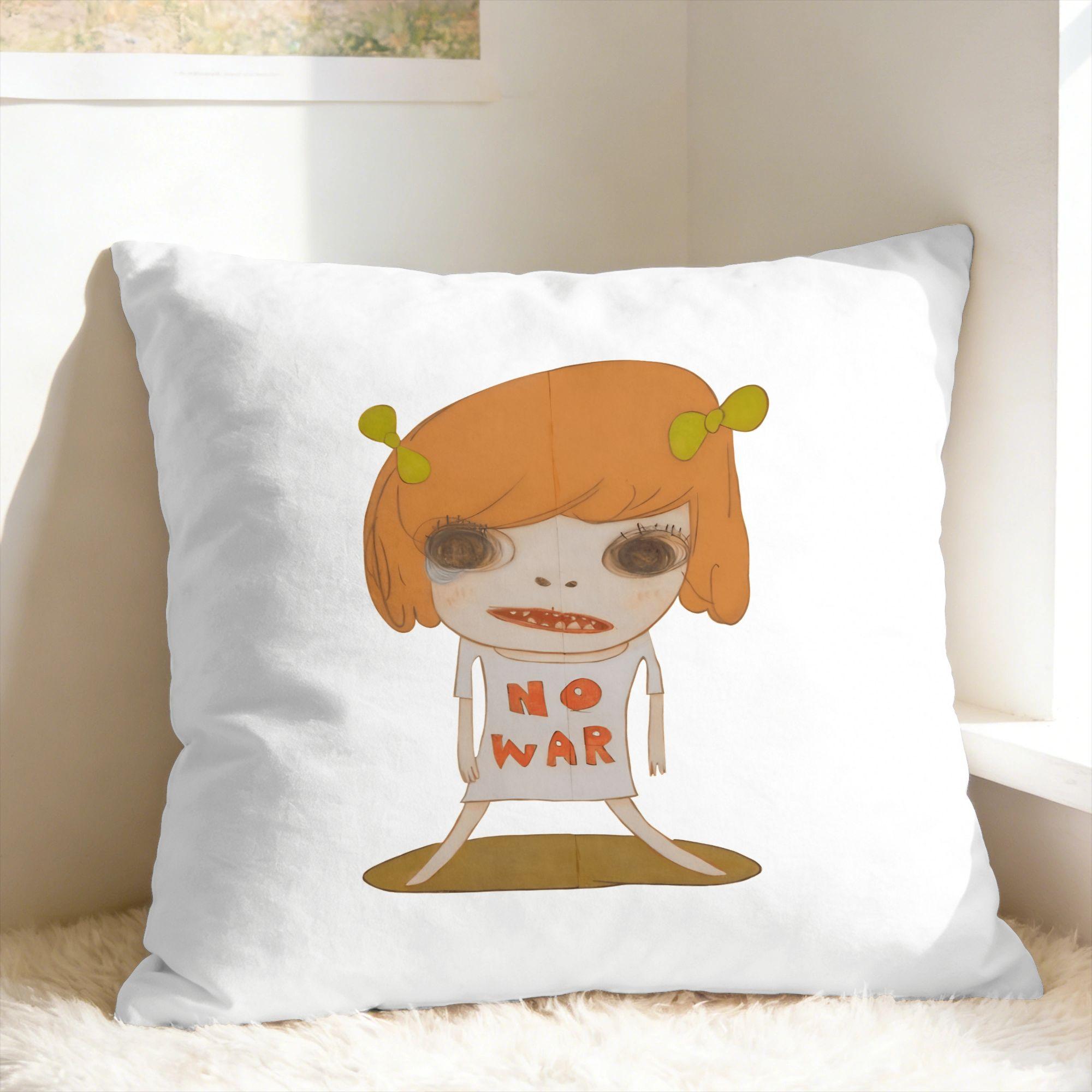 Pillow Cover Y-Yoshitomo Nara Novelty Pillow Case For Living Room Chair Pillowcases Peach skin 18*18(CM)-1Pcs