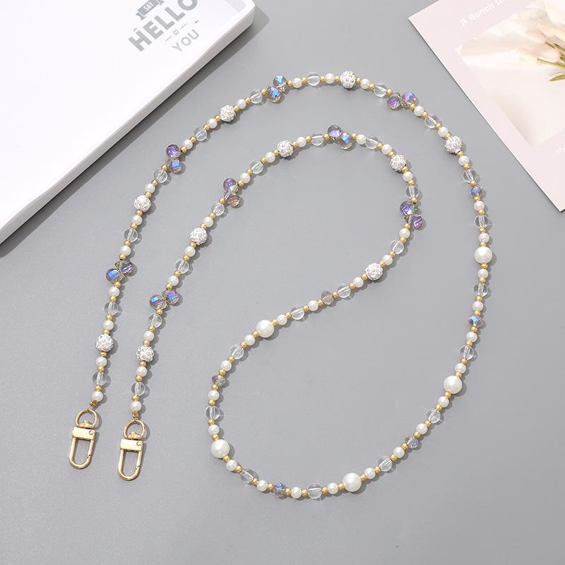 Handmade Pearl Crossbody Phone Case Lanyard with Beaded Charm