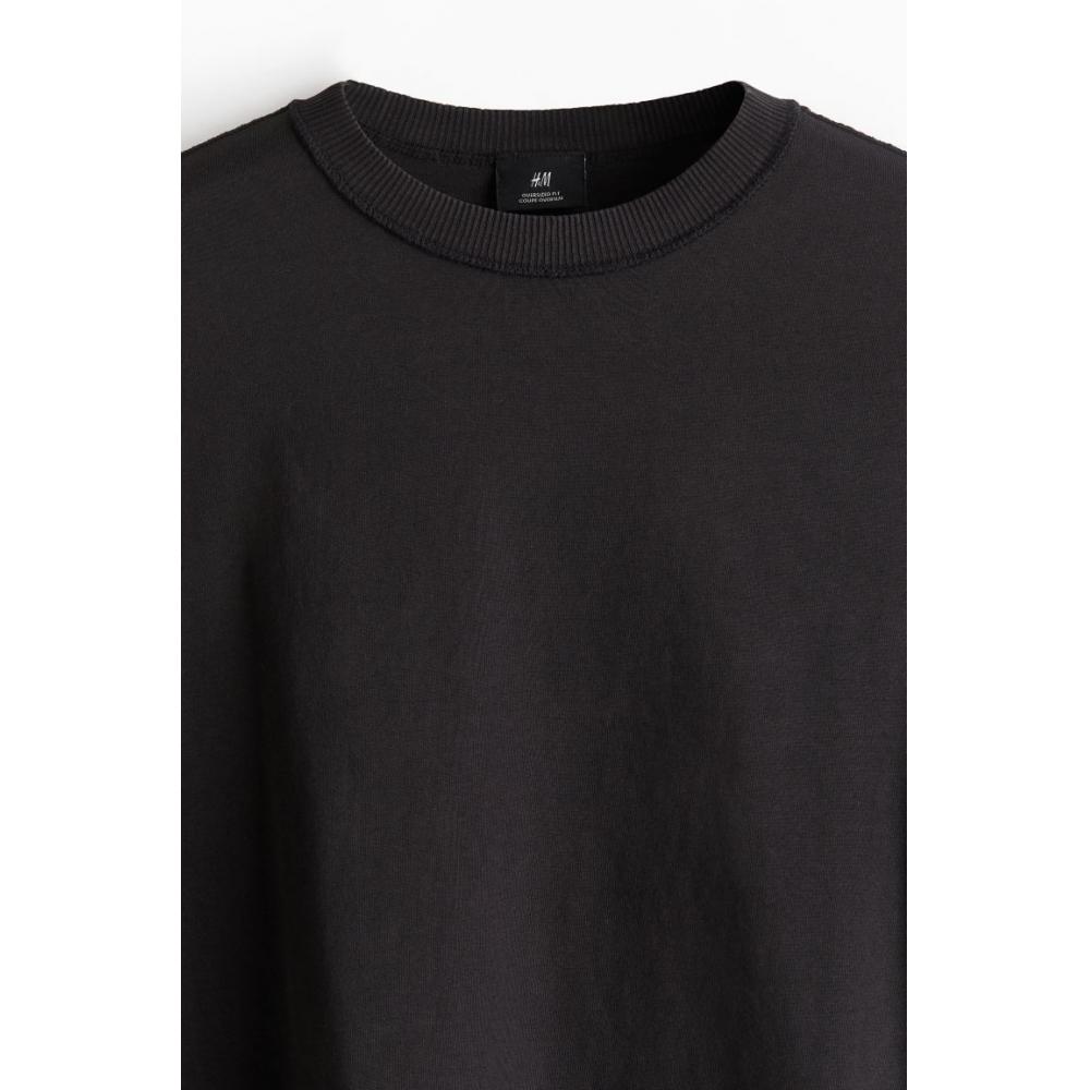 H M Boxy FiT wasHed T sHirT Black