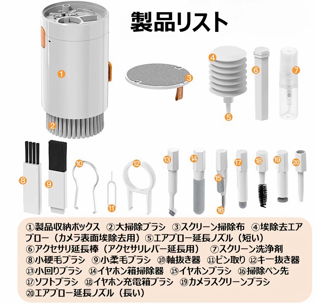 JYCSH 20-i-1 Mångsidigt Rengöringsverktyg för Smartphones, Datorer, iPhones, Datorer, Tangentbord, Trådlösa Hörlurar och Kameror. Bärbar, Integrerad