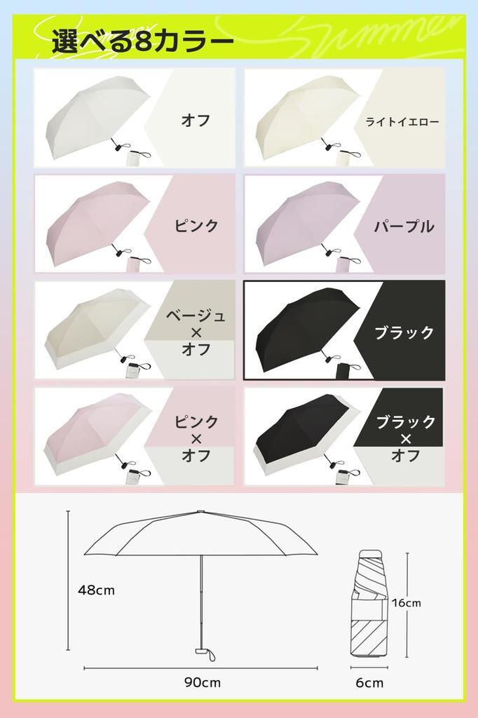 Folding Parasol JIS UV Light Heat Sunburn Heatstroke UV 6 Suitable for Sun and Portable x [149g Ultralight, Certified] Protection, UPF50+ 100,