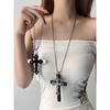 And American Style Minimalist Ins Style Heavy Industry Cross Pendant Necklace Female Niche Personality Easiest for Match Clavicle Chain Accessories