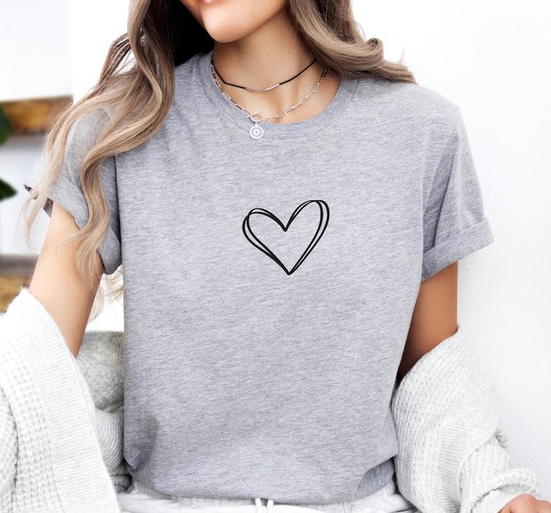 Heart T Shirt Hand Drawn Cute Heart Cute Minimal Small Heart Shirt Love Heart Self Trending Fashion Tshirt Aesthetic Clothes