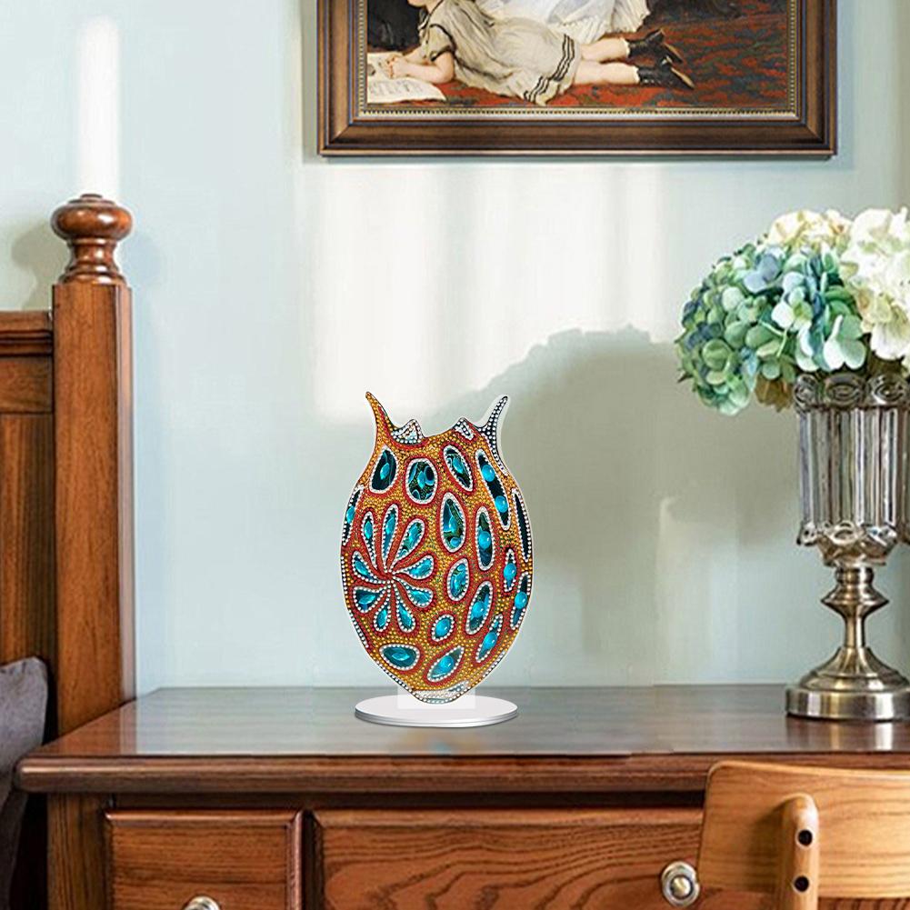 2D/Flat Art Vase DIY 5D DIY Diamond Art Tabletop Decorations Diamond Painting Desktop Decorations for Home Office Desktop Decor