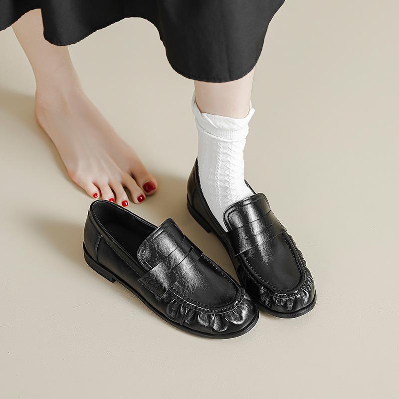 Mocassini Slip-on Retro in Pelle Morbida da Donna - Nuovi Arrivi Primavera 2026, Punta Affusolata, Scollo Basso, Stile JK Britannico
