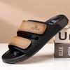 Summer Men Thick Bottom Slippers Leather High-quality Comfort Home Beach Vacation Slippers Casual Outdoor Breathable Beach Shoes