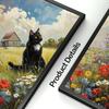 Wildflower Field Cat Sparrow Farm House Painting Posters and Prints Canvas Printing Rustic Retro Wall Art Picture for Home Decor