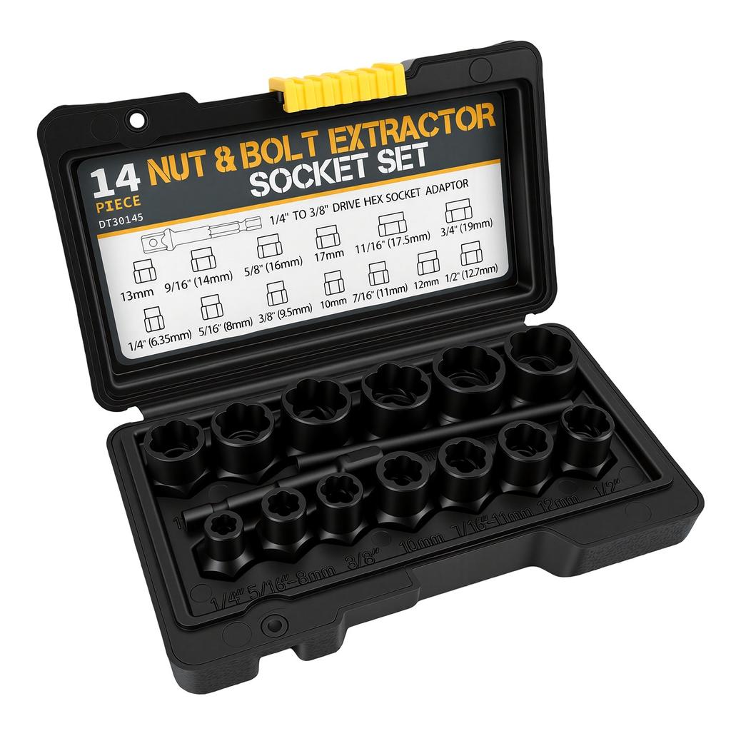 Nut Bolt Extractor Bolt Remover Socket Set for Extracting Stripped Rusted Damaged Fasteners CC Style Nut Remover +