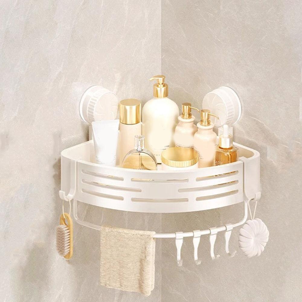 Wall Mounted Suction Cup Triangle Storage Rack Plastic Suction Cup Shower Shelf  Bathroom