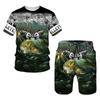 Hip Hop T-shirt Men 2-piece Set Summer Short Sleeve Tops Shorts Casual Oversized Streetwear Clothes Tracksuit Set