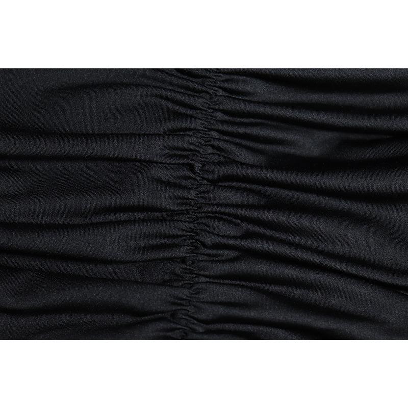 Women's Tight-fitting Halter-neck Dress Solid Color Splicing Sleeveless Dress Halter Sleeve Fold Midwaist Irregular Dress