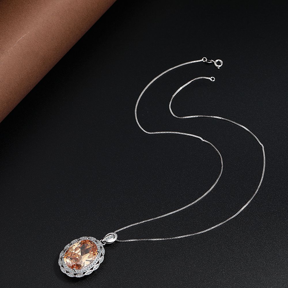 Champagne Color Zirconia Necklace Pendant Valentine's Day Gifts Romantic Accessories