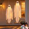 Wodoodporny Tkaninowy Duch na Drzewo w Ogrodzie Duża Wisząca Huśtawka Dekoracja Halloween z Pilotem i Sznurkiem Dekoracja Domu Świątecznego Dzieci Światło,