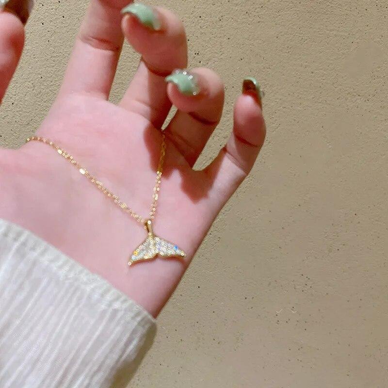 

Новый модный тренд из нержавеющей стали, элегантный, нежный, легкий, роскошный, с цирконом, ожерелье с русалкой, женские украшения, свадебная вечеринка, подарок премиум-класса