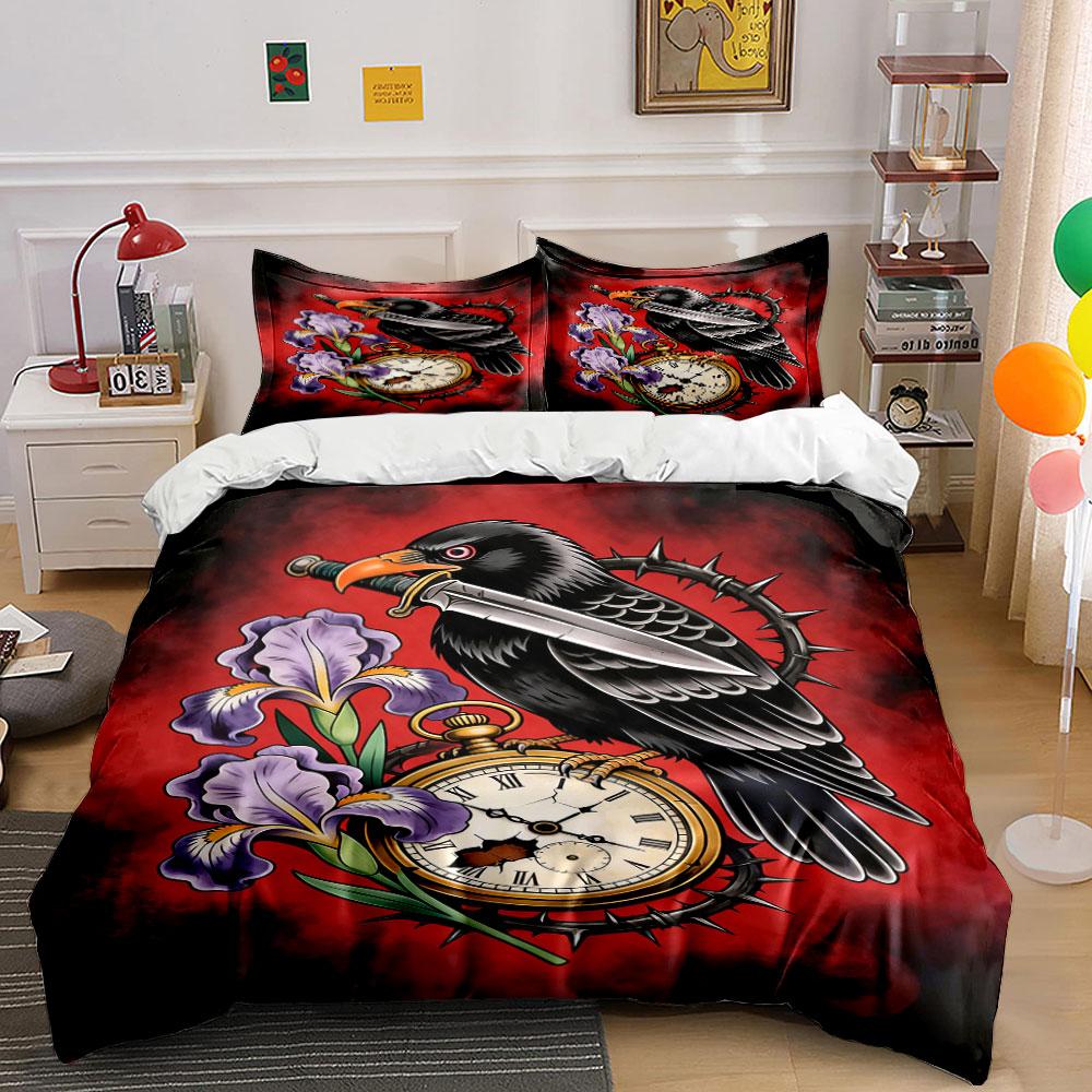 

Blackbird, clock, iris flowers. Bedding sets Duvet cover sets Duvet covers Pillowcases(1 * Duvet Cover 2 * Pillowcases, without duvet insert) 135x200cm