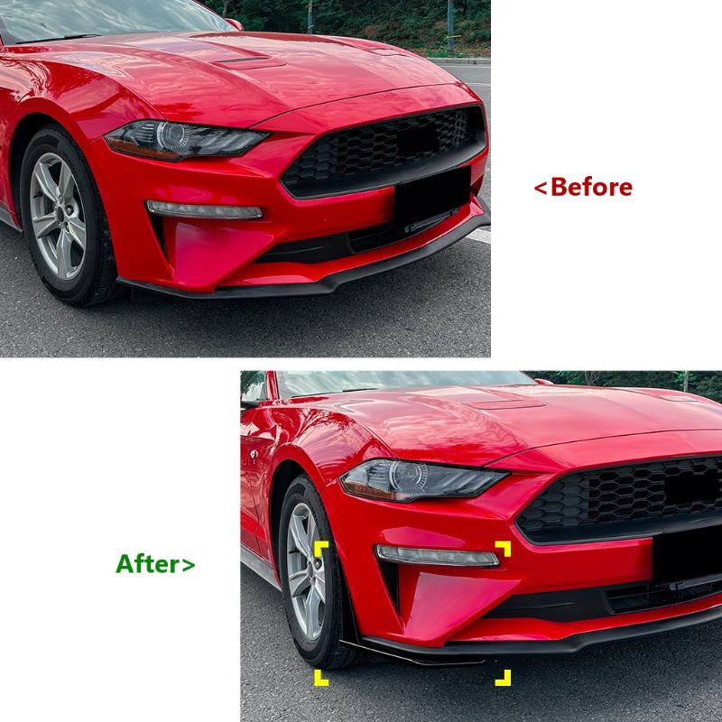 Car Front Wrapping Corner for Ford Mustang MK6.5 2018- SIDE BUMPER Turning Splitter Protection Auto Body Kit Car Accessories